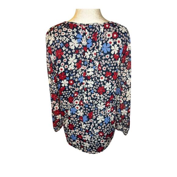 Tommy Hilfiger Women's‎ Floral Tie Neck Blouse Size Petite Small Multicolor - Picture 3 of 7